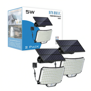 Projecteur LED solaire extérieur Hybec 5W, lot de 2 avec télécommande pour l'éclairage de jardin - Product Image 2