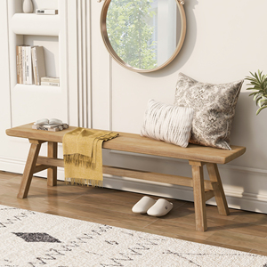 Panca in Legno Massello da 55 Pollici Stile Rustico Farmhouse con Vano Contenitore per Ingresso o Camera da Letto - Product Image 1