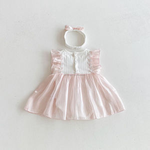 ชุดเดรสเจ้าหญิงฤดูร้อน แขนบานหวาน น่ารัก สำหรับเด็กผู้หญิงแรกเกิด ฉลองวันพระจันทร์เต็มดวง ฉลองครบ 100 วัน ฉลองวันเกิดครบรอบ 1 ปี ผ้าฝ้าย 100% รุ่น D1878 - Product Image 3