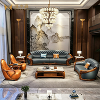 Flying Sky Ebony Massivholz U-förmiges geschnitztes Sofa Neues modernes minimalistisches importiertes Sofa aus erstklassigem Leder und Schwamm im chinesischen Stil
