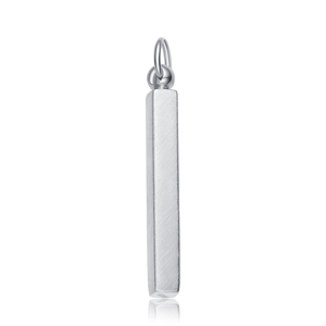 Collier pendentif barre vierge en argent sterling 925 rhodié |   Breloque barre verticale gravable |   Gravure au laser de bijoux personnalisés en cadeau - Product Image 3