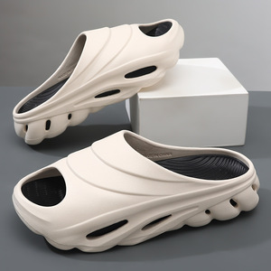 Pantoufles EVA pour hommes, semelle épaisse, sandales à une sangle, respirantes, antidérapantes, chaussures de plage et de camping, taille 40-45, blanc, beige, gris, bleu - Product Image 1