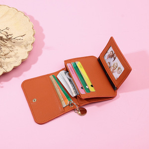 Của phụ nữ siêu mỏng RFID che chắn Ví Double-Fold chủ thẻ tín dụng nén đồng xu Ví ID thẻ Túi Móc Chìa Khóa sợi carbon - Product Image 3