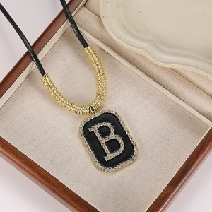 Letter B Pendant Necklace Zinc Alloy Pave Setting Daily Wear Fashion Jewelry For Women - Product Image 1