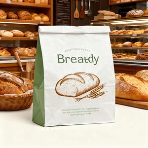 Sac d'emballage alimentaire vertical en papier kraft avec logo personnalisé, fenêtre transparente, fermeture à lien métallique, pour pain, biscuits, pop-corn et bonbons - Product Image 4