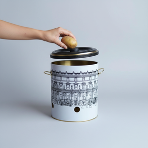 Kontensan ER181T9 225x240 mm Vintage Cityscapes Illustration Metal Food <b>Storage</b> <b>Container</b> 9L Potato & Onion Bin Turkey - Product Image 2
