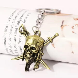 Llavero de Piratas del <span class=keywords><strong>Caribe</strong></span> con Forma de Esqueleto, Estilo Punk, Moneda Azteca Vintage, Colgante del Capitán Jack - Product Image 3