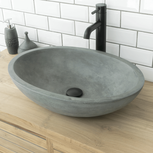 Lavabo Ovalado de Cemento BOTON STONE, <span class=keywords><strong>Encimera</strong></span> de Concreto, Diseño Redondo para Lavarse las Manos, Lavabo de Concreto Gris para Baño - Product Image 5