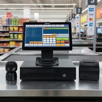 Terminal de point de vente HBA Q2F pliable avec écran tactile unique de 15,6 pouces, système de caisse enregistreuse tout-en-un Windows pour les entreprises de vente au détail.