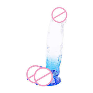 Hochwertiger Großhandel Soft Gradient Color Crystal TPR Wasserdichter Dildo Realistische und sinnliche männliche Erfahrung - Product Image 5