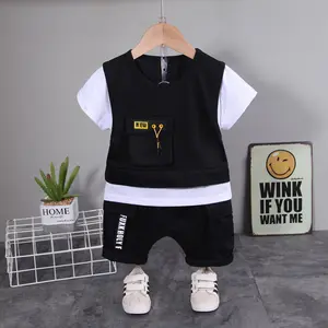 Groothandel 0-5 Jaar Zomer Nieuwe Baby Cartoon Casual T-Shirt Met Korte Mouwen + Korte Broek 2 Stuks Kids Sweatshirt Pakken