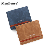 Grosir Dompet Jahitan Vintage Eropa dan Amerika dengan Warna Kontras, Tempat Kartu Pendek Horizontal Pria
