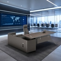 Conjunto de Oficina Sostenible de MDF E1, Escritorio Ejecutivo Moderno con Pintura a Base de Agua, Power Hub, Muebles para Espacio de Trabajo de Jefes