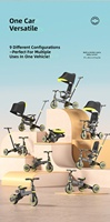 Tricycle bébé multifonctionnel léger avec siège rotatif à 360 degrés, poussette tricycle pliable 9-en-1 pour enfants