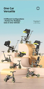 Tricycle bébé multifonctionnel léger avec siège rotatif à 360 degrés, poussette tricycle pliable 9-<span class=keywords><strong>en</strong></span>-1 pour enfants - Product Image 4