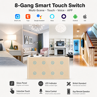 Interruptor Inteligente WiFi OCY Zibee de 8 Canales, Panel Táctil Tuya, con Control por Voz, Estadísticas de Energía y Bloqueo Infantil
