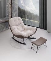 Fauteuil pivotant moderne et écologique avec revêtement en cuir silicone et tissu chenille pour salon