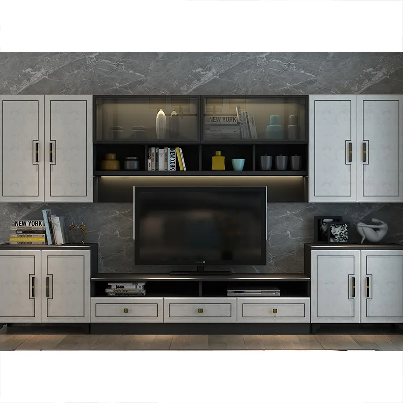 Luxury Modern Design Wooden TV Cabinets Living Room Furniture Double Veneer TV Cabinet
