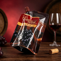 Pochette souple personnalisée avec bec verseur, qualité alimentaire, pour liquides, vin rouge, jus, boissons, avec bouchon à vis