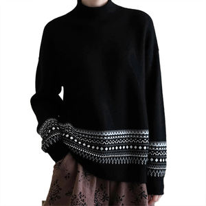 Pull en maille à col roulé mi-haut de style Fair Isle haut de gamme pour femmes, nouvelle mode d'hiver, ample, chaud, doux et moelleux - Product Image 1