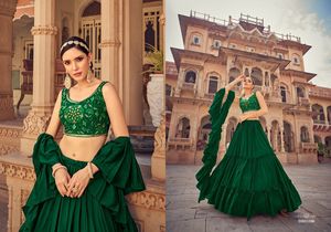 ชุดใส่ไปงานปาร์ตี้คุณภาพเยี่ยมงานปักผ้าชินอน Lehenga Choli พร้อม Dupatta Lehenga Choli สำหรับผู้หญิงแต่งงานแบบอินเดีย - Product Image 2