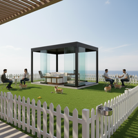 Pergola et tonnelle combinées Sweet Home, en aluminium, motorisées, avec toit rétractable à lames orientables et éclairage LED, imperméables, pour patio et jardin
