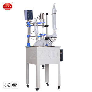 Reactor de Vidrio con Estructura de Acero Inoxidable, Reactor de Vidrio de Una Sola Capa para Entornos de Laboratorio Silenciosos - Product Image 1