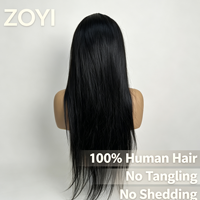 Perruque en cheveux naturels noirs 13x4 avec dentelle transparente, densité 200%, cheveux vietnamiens bruts lisses et raides, avec baby hair pré-épilés