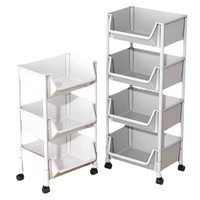 GREENSIDE Étagère mobile de rangement à roulettes multi-niveaux pour salon, chambre et dortoir