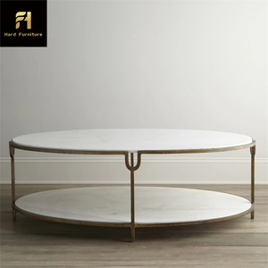 Modern Luxury Double Layer Antique Design <strong>Real</strong> Marble <strong>Coffee</strong> <strong>Table</strong> with Gold Stainless Steel Frame Brass Inlay Light Tea <strong>Table</strong> - Product Image 5
