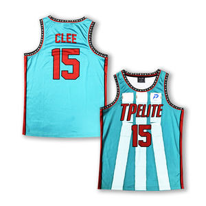 Vêtements de basket-ball unisexes en gros, nouveau design, impression par sublimation personnalisée, bleu, séchage rapide, réversible, respirant, chemises et hauts uniformes - Product Image 1