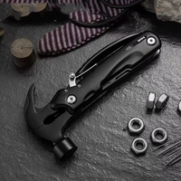 Marteau multifonction portable en acier inoxydable de haute qualité, équipement de survie, couteau multi-outils, pinces pliantes noires, garantie 1 an