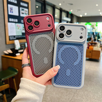 Coque de téléphone magnétique rafraîchissante en nid d'abeille pour l'été, pour iPhone 17 16 15 14 Pro Max, avec dos ventilé texturé ombré et respirant