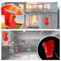 Detektor Sensor gerak surya, sirene suara Alarm LED peringatan strobo lampu merah untuk rumah pertanian