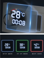 Ensemble de douche thermostatique de luxe moderne avec rideau de pluie, LED intégrées, affichage numérique musical et tête de douche en cuivre massif