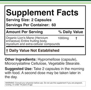 Complément alimentaire en poudre de champignon crinière de <span class=keywords><strong>lion</strong></span> (Hericium Erinaceus) biologique en capsules pour la concentration cérébrale, la mémoire, le soutien cognitif et le bien-être quotidien - Product Image 6