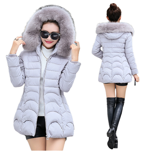 <span class=keywords><strong>Manteau</strong></span> d'hiver long en coton non tissé avec col en peau de mouton pour femmes avec capuche 2022 - Product Image 4