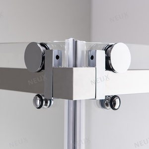 Cabine de douche en <span class=keywords><strong>verre</strong></span> à <span class=keywords><strong>double</strong></span> porte coulissante carrée pour salle de bain avec gros rouleaux Cabine de douche à <span class=keywords><strong>double</strong></span> porte - Product Image 3