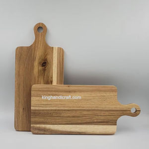 Plateau de service en bois d'acacia fabriqué à la main avec poignée 29x13x1.3cm-Planche à collation en bois rustique pour cuisine et café - Product Image 3