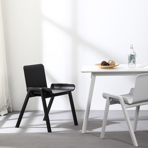 Modern Nordic Dining Chair With <b>Backrest</b> Solid Wood Adult Use Black White Green Brown Gray Color Options - Product Image 3