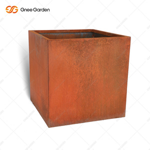 Custom Size Available Corten Steel <b>Square</b> Rustic American Farmhouse Style Outdoor <b>Large</b> Capacity <b>Planter</b> Box - Product Image 6