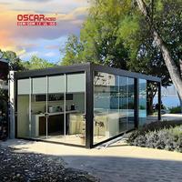 Meubles de jardin d'extérieur modernes, pergola bioclimatique motorisée en aluminium, toit ouvrant, décoration de patio et de balcon, pergola rétractable