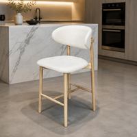 Chaise de bar rembourrée à dossier incurvé avec pieds en bois, vente directe d'usine, pour la maison et la cuisine