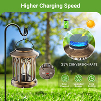 Lampes solaires de jardin vintage IP65, étanches, bronze, ampoule LED, lanterne solaire, capteur de lumière, contrôle de la luminosité, pour jardin, patio