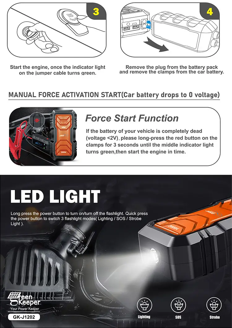 Haute puissance 12V dispositif de démarrage voiture Jumpstarter Auto Booster voiture batterie externe d'urgence outil Portable Jumper démarreur