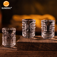 Ensemble de verres à shot TIKI miniatures de 50 ml en gros avec support en bois pour bar, fête, mariage, logo personnalisé, verres à shot mexicains pour la tequila