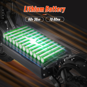 สกู๊ตเตอร์ไฟฟ้า OEM ขายส่ง ระยะไกล มอเตอร์คู่ แบตเตอรี่ 60V 38Ah ระบบกันสะเทือนไฮดรอลิกคู่ ยางสำหรับสกู๊ตเตอร์ไฟฟ้า - Product Image 4