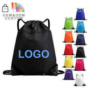 Custom Drawstring Gym Backpack Polyester with Zipper Backpack Nylon Promotional Drawstring Backpack Bag With Zipper Pocket
