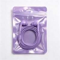 Pochette transparente à trois soudures latérales avec languette de suspension, sac en plastique multicolore pour l'emballage d'accessoires d'écouteurs filaires