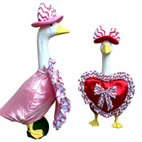 Kostum Angsa Hari Valentine Terlaris, Kostum Teras Valentine dengan Pita Hati, Set Pakaian Hewan Peliharaan dengan Topi, Desain Modern, Tersedia